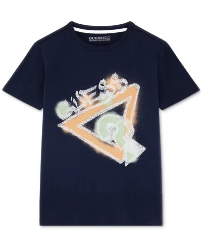 Guess Kids' Big Boys Short-sleeve Cotton Logo Graphic T-shirt In Gv-open