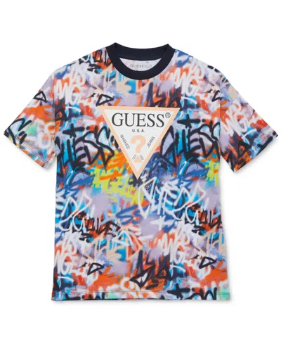 Guess Kids' Big Boys Short-sleeve Cotton Printed Logo Graphic T-shirt In Pcm-open