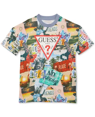 Guess Kids' Big Boys Short-sleeve Cotton Printed Logo Graphic T-shirt In Pic-open