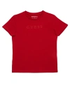 Guess Big Boys Short Sleeve Embroidered Logo T-shirt In Red