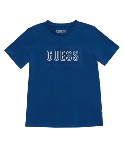 Guess Kids' Big Boys Short Sleeve Logo T-shirt In Blue