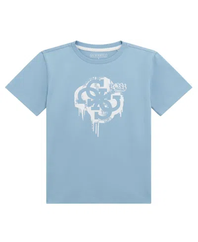 Guess Kids' Big Boys Short Sleeve Logo T-shirt In Blue