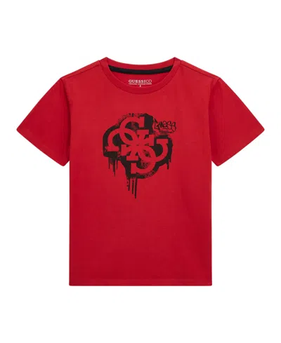 Guess Kids' Big Boys Short Sleeve Logo T-shirt In Red