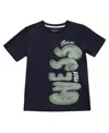 Guess Big Boys Short Sleeve T-shirt With Water Print Logo In Blue