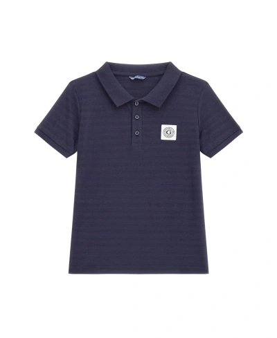 Guess Kids' Big Boys Short Sleeve Textured Knit Polo Shirt In Blue