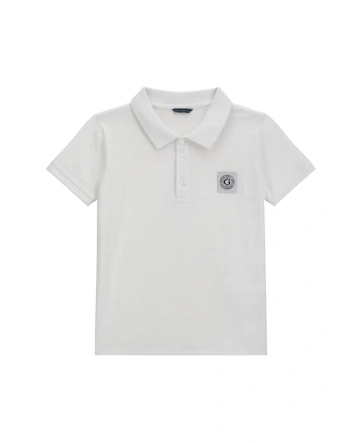 Guess Kids' Big Boys Short Sleeve Textured Knit Polo Shirt In White
