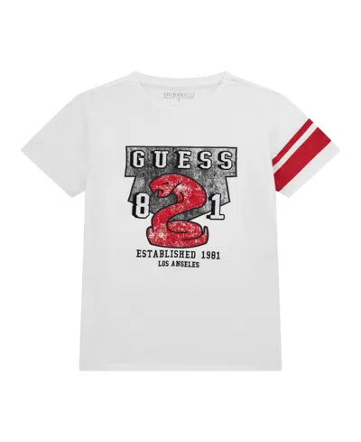 Guess Kids' Big Boys Slub Jersey Short Sleeve T-shirt In White