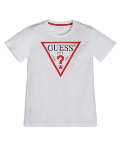 Guess Kids' Big Boys Short Sleeve Classic Logo T-shirt In True White