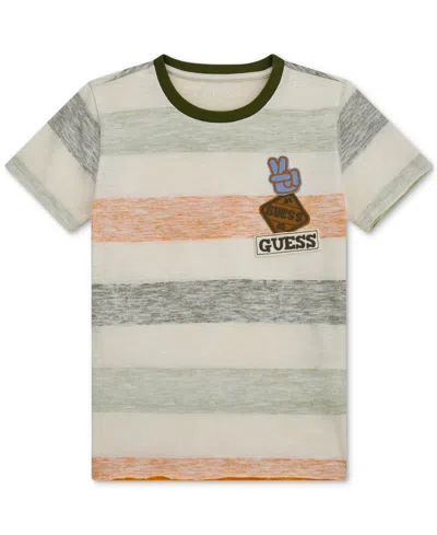 Guess Kids' Big Boys Striped Cotton Logo Applique T-shirt In Sg-open