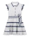 Guess Big Girl Chiffon Belted Short Sleeve Dress In Blue