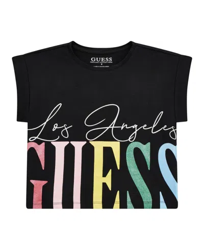 Guess Kids' Big Girl Short Sleeve Stretch Jersey T-shirt In Black