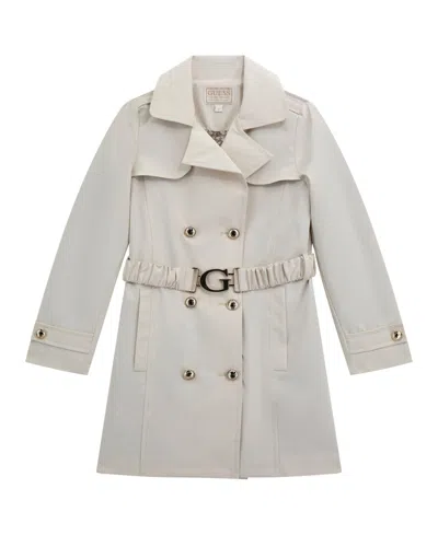 Guess Kids' Big Girls Canvas "g" Buckle Trench Coat In Stone