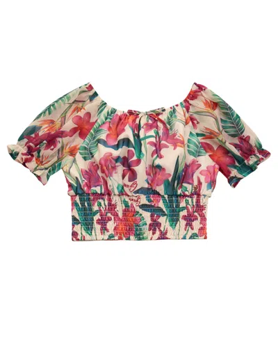 Guess Kids' Big Girls Chiffon Flutter Sleeve Top In Multi