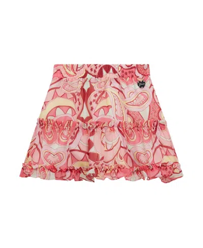 Guess Kids' Big Girls Chiffon Skirt In Aop Pink Paisley