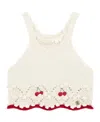 Guess Big Girls Crochet Sleeveless Top In Cream