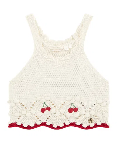 Guess Kids' Big Girls Crochet Sleeveless Top In Cream