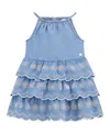 Guess Big Girls Denim Tiered Halter Neck Dress In Blue Denim