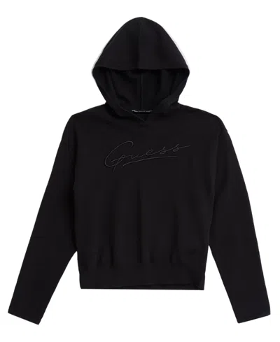 Guess Kids' Big Girls Hooded Knit Sweatshirt In Black
