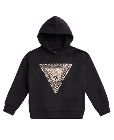 Guess Kids' Big Girls Hooded Long Sleeve Sweatshirt In Black