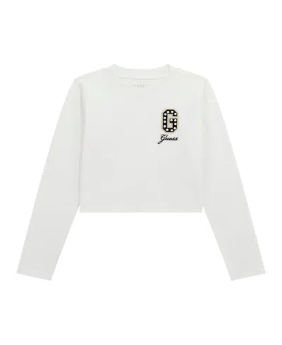 Guess Kids' Big Girls Long Sleeve T-shirt In White