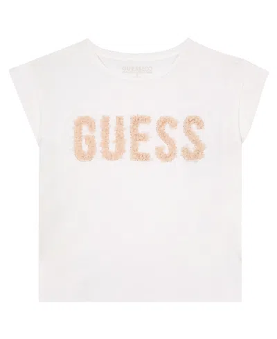 Guess Kids' Big Girls Midi Length 3d Graphic Short Sleeve T-shirt In White