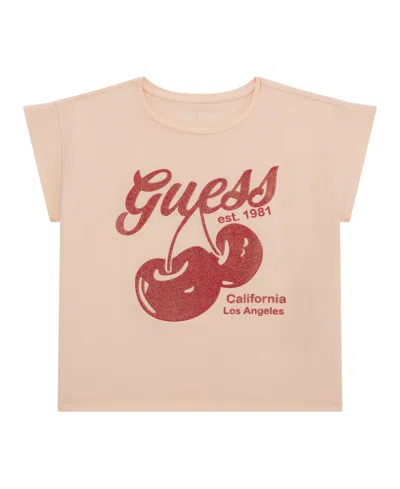 Guess Kids' Big Girls Midi Short Sleeve T-shirt In Pink