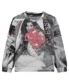 Guess Big Girls Newspaper Collage Scuba Long Sleeve Sweatshirt In Black