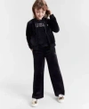 Guess Big Girls Rhinestone Embellished Velour Jacket T Shirt Pants In Fipr-open