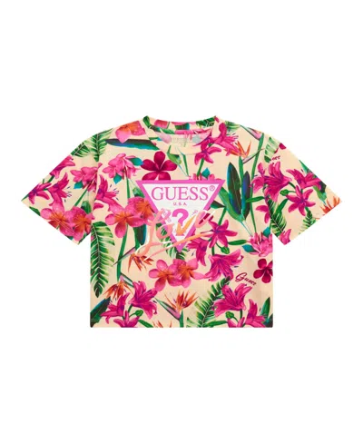 Guess Kids' Big Girls Short Sleeve All Over Print T-shirt In Multi