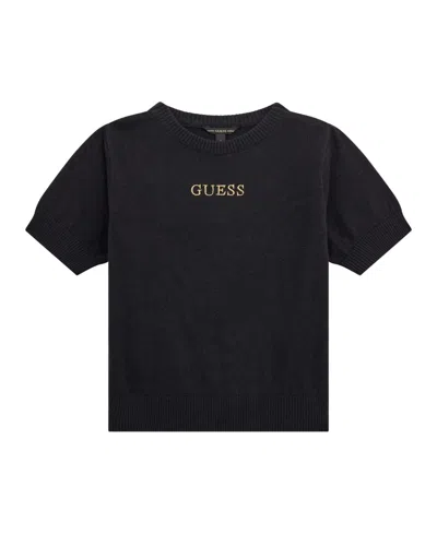Guess Kids' Big Girls Short Sleeve Sweater In Black