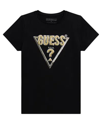 Guess Kids' Big Girls Short Sleeve T-shirt In Black
