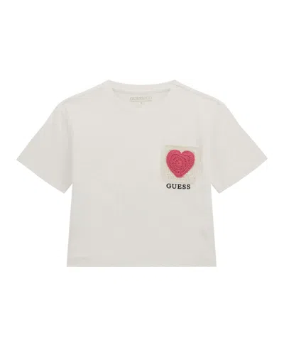 Guess Kids' Big Girls Short Sleeve T-shirt In White