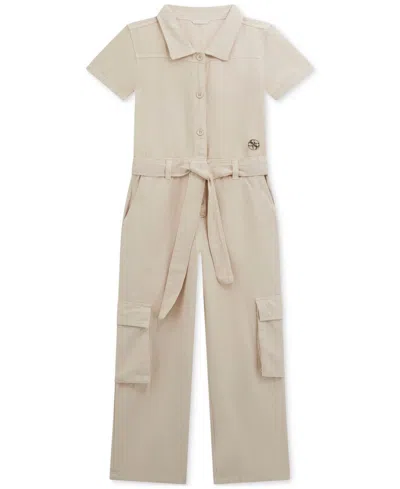Guess Kids' Big Girls Short Sleeve Twill Jumpsuit