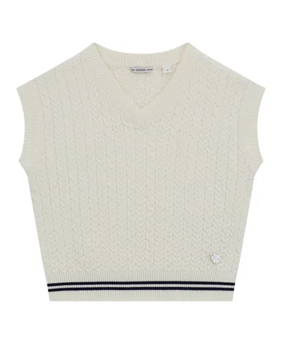 Guess Kids' Big Girls Sleeveless Sweater Vest In Neutral
