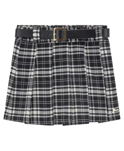 Guess Big Girls Twill Pleated Mini Skirt In Black White