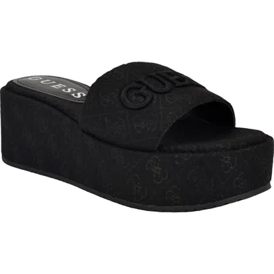 Guess Bintai Platform Wedge Slide Sandal In Black