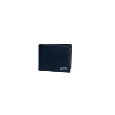Guess Black Leather Wallet In Blue