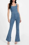 Guess Blair Denim Halter Jumpsuit In Blue