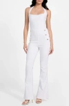 Guess Blair Halter Denim Jumpsuit In White