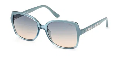 Guess Blue Gradient Butterfly Ladies Sunglasses Gu00100 89w 55
