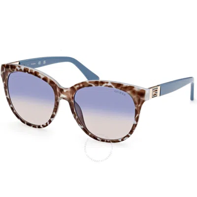 Guess Blue Gradient Oval Ladies Sunglasses Gu7850 92w 56 In Brown