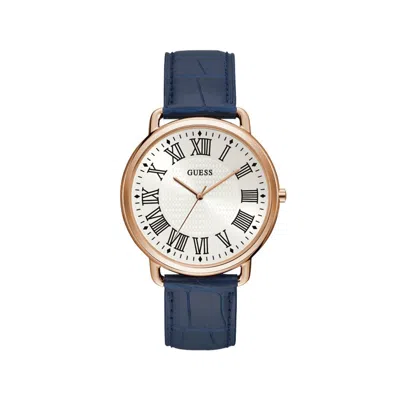 Guess Blue Leather Watch In White