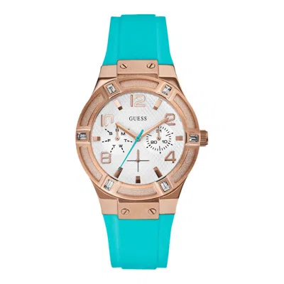 Guess Blue Silicone Watch In Green