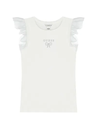 Guess Kids' Bow Ruffled Top In White