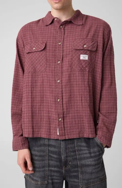 Guess Boxy Cropped Plaid Cotton Shirt In Multi