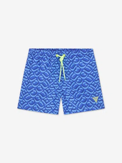 Guess Kids'  Boys 3d Logo Swim Shorts In Blue
