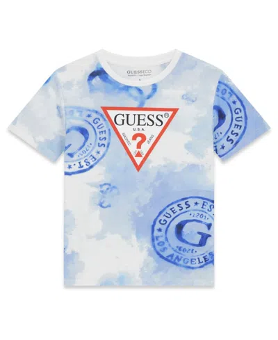 Guess Kids' Boys' 7-18 Logo Print Crewneck T-shirt In Blue