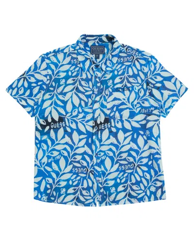 Guess Kids' Boys' 7-18 Oversize Printed Short-sleeve Shirt In Blue