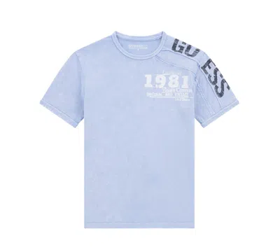 Guess Kids' Boys' 8-18 Garment Dye Crewneck T-shirt In Blue