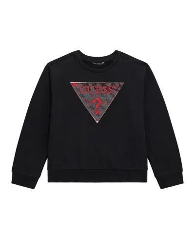 Guess Kids' Boys 8-18 Long-sleeve Crewneck Sweatshirt In Black